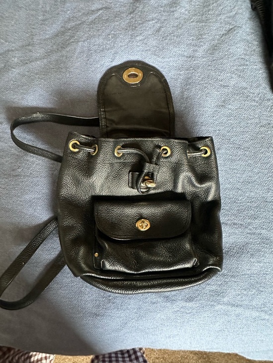 Black Coach pebbled leather mini turnlock rucksack main image 7